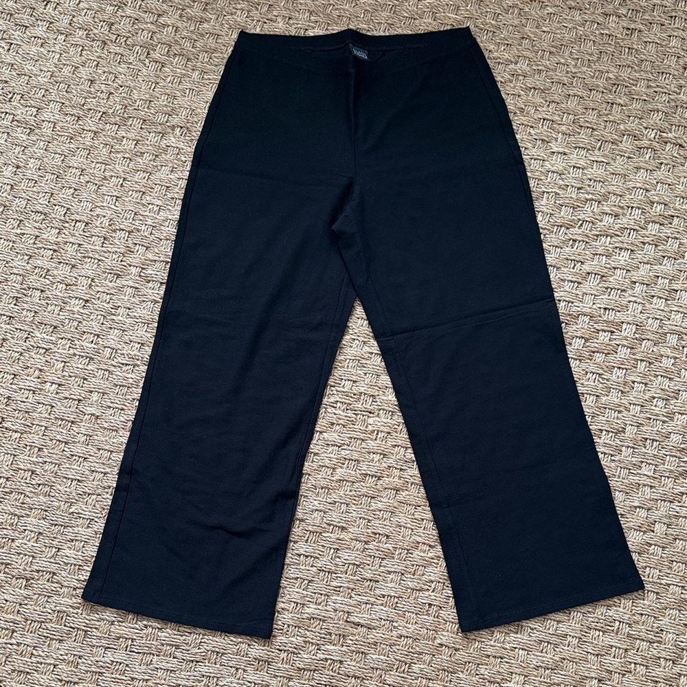 Eileen Fisher Cropped Stretch Black Wide-Leg Pants